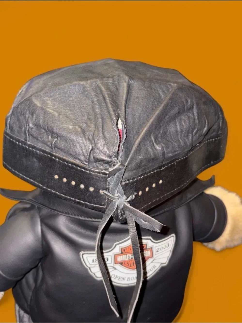 Harley-Davidson Black Leather Cap with Metal Emblem